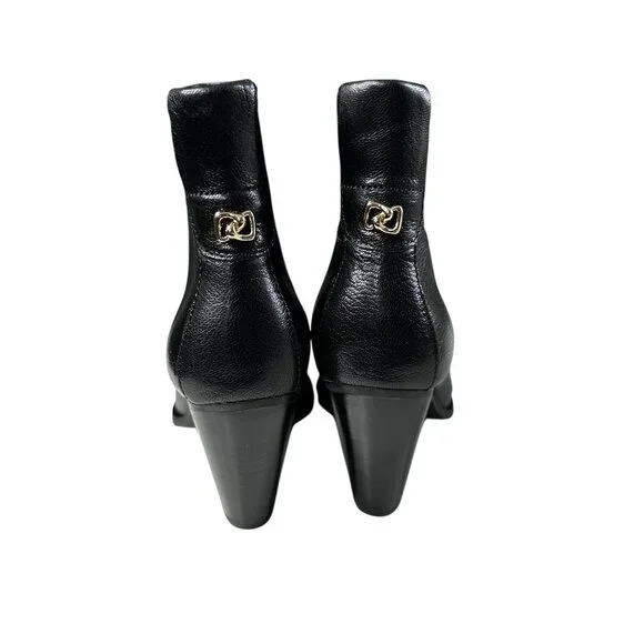 Aerosoles Lido Ankle Boots Women's Size 8 Black Leather Block Heel Comfort - Picture 5 of 10